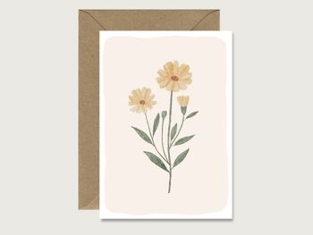Carte neutre "Fleur" carte de voeux anniversaire jaune carte pliante COEUR & PAPIER 2