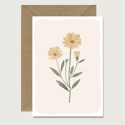 Neutral card "Flower" yellow birthday greeting card folding card HEART & PAPER