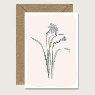 Tarjeta neutra "Flor" tarjeta de felicitación de cumpleaños azul tarjeta plegable CORAZÓN Y PAPEL