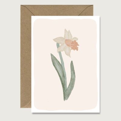 Neutrale Karte "Blume" beige Geburtstag Grußkarte Klappkarte Karte HERZ & PAPIER