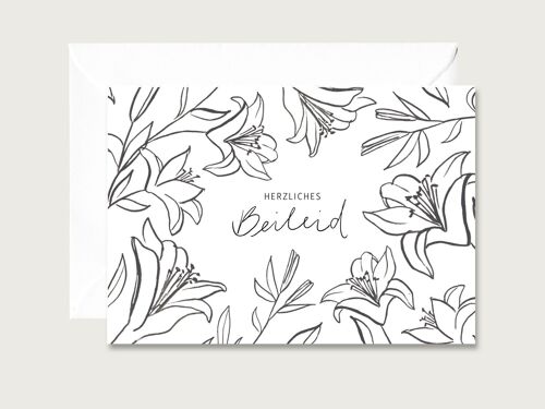 Trauerkarte "Herzliches Beileid - Lilien" - Beileidskarte Grußkarte Klappkarte Karte HERZ & PAPIER