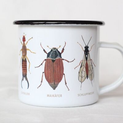 Emaille Tasse Insekten | Käfer | Natur | Aquarell | Wasserfarbe | Illustration | Becher | Maikäfer | Mistkäfer | Ameise
