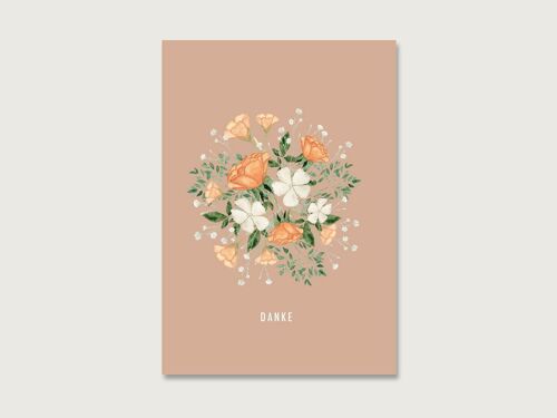 Postkarte "Danke" | Aquarell | Wasserfarbe | Illustration | Natur | Blumen | Floral | Strauß