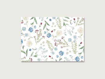 Carte postale | Bleu | Fleurs | collage | coquelicot | motif | fleurs | Aquarelle | aquarelle | Illustration | La nature 2