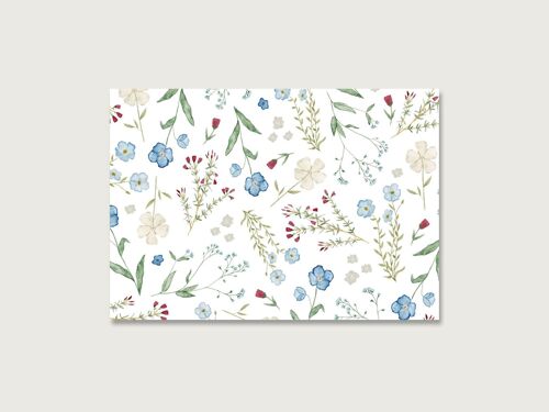 Postkarte | Blau | Blumen | Collage | Mohn | Muster | Blüten | Aquarell | Wasserfarbe | Illustration | Natur