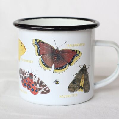 Taza esmaltada mariposas