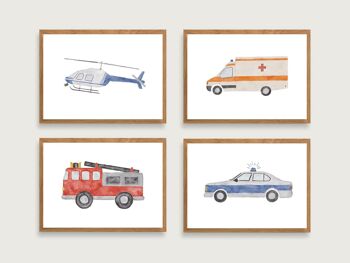 Set d'affiches véhicules de sauvetage A4