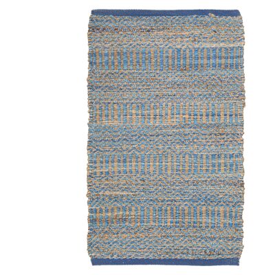 Handgemachter Juteteppich, Blau/Natur, 50*80 cm