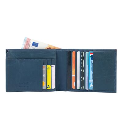 K11105DB | Herrenbrieftasche aus echtem Leder in der Farbe Blau