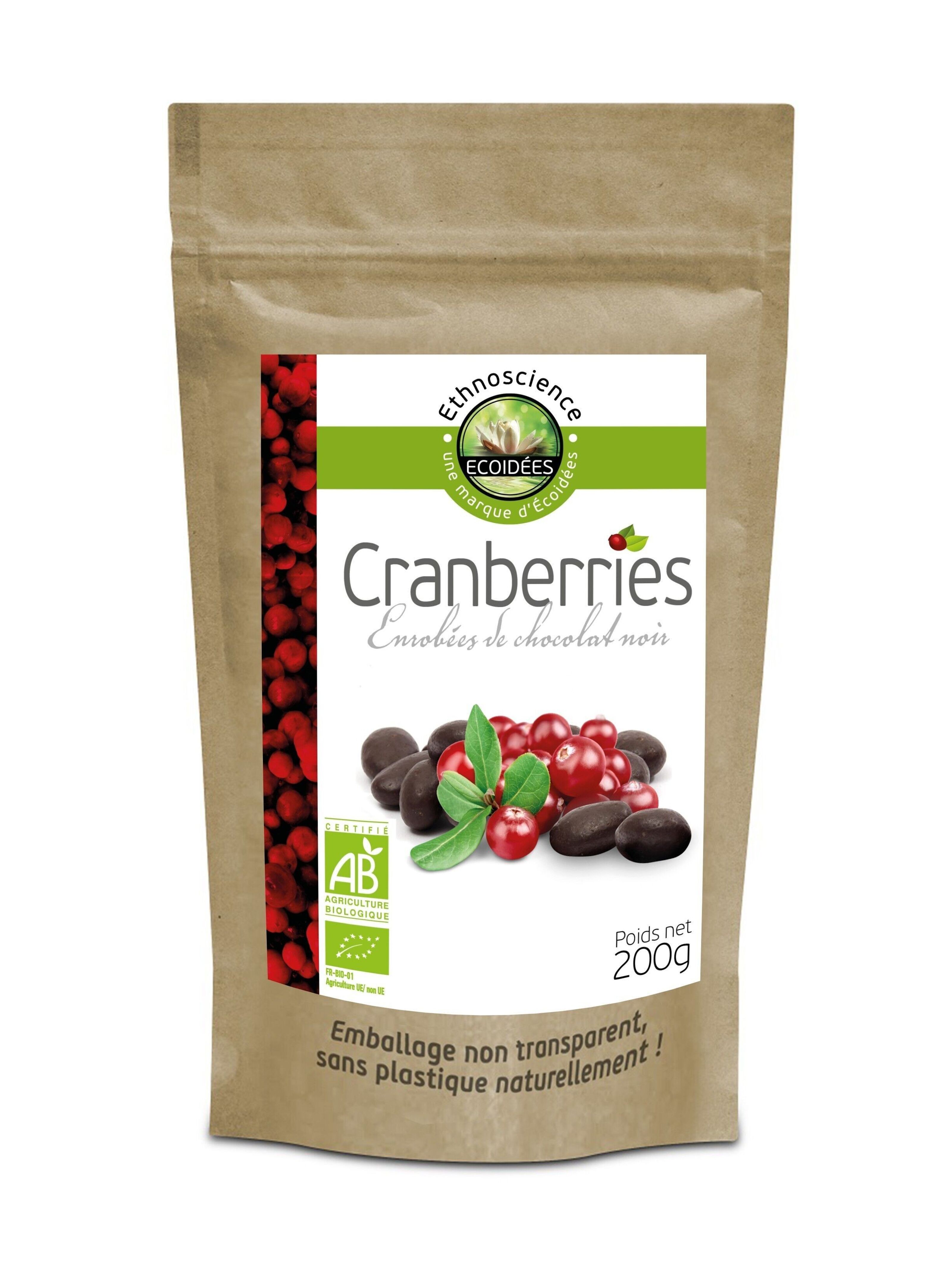 Chocolat noir cranberries et amandes entières BIO, U BIO (180 g)