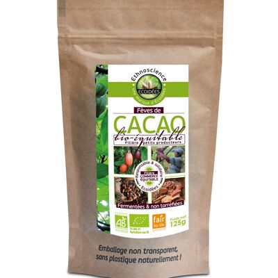 Granos de cacao crudos enteros orgánicos y de comercio justo-125