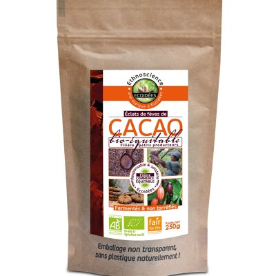 Nibs de cacao crudo orgánico y de comercio justo