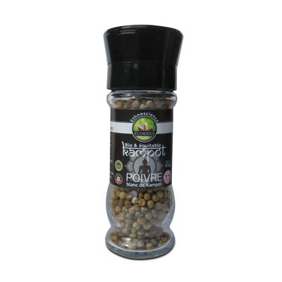 ORGANIC & FAIR TRADE white Kampot pepper mill