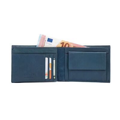 K11104DB | Herrenbrieftasche aus echtem Leder in der Farbe Blau