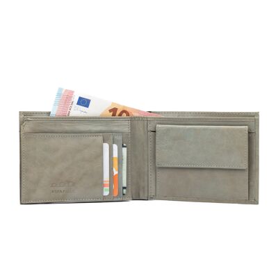 K11104FB | Herrenbrieftasche aus echtem Leder in der Farbe Grau