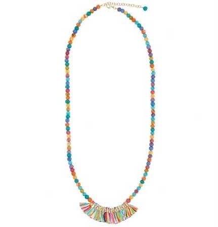 Kantha Necklace, Rainbow Fringe