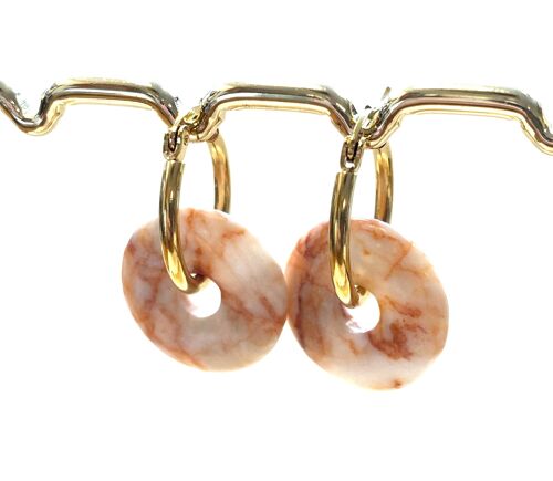 Stainless steel earrings with natural stone veined jasper