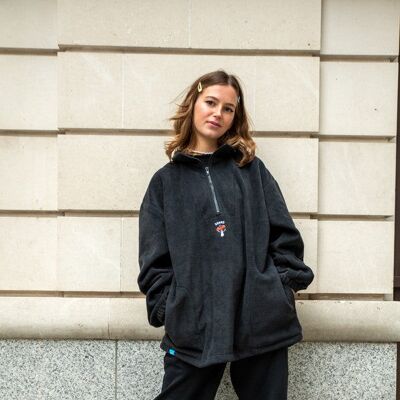 Fleece In Black With Bro Shroom Embroidery