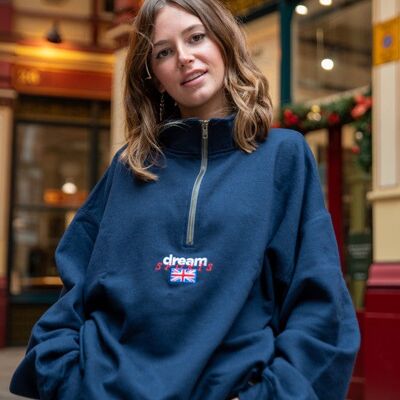 1-4 Zip Sweatshirt In Navy With Dream Sports Embroidery