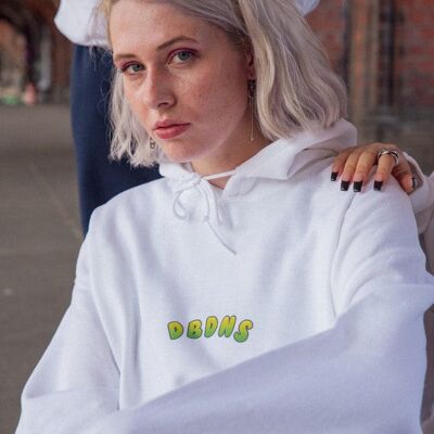 Hoodie in White with Apple Bubble Logo Print