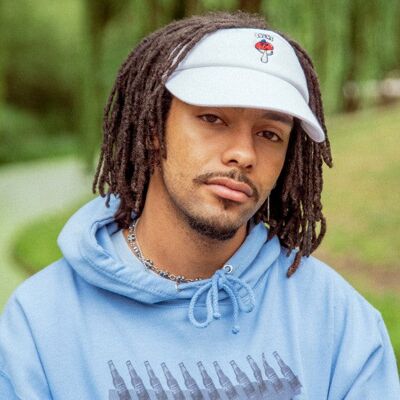 Visor In White With Embroidered Bro Shroom