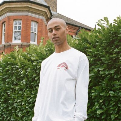 Long Sleeve T-shirt in White with Bro Shroom Est 2012 Print
