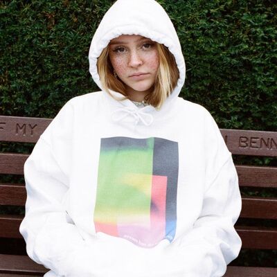 Hoodie In White With Light Leak Print