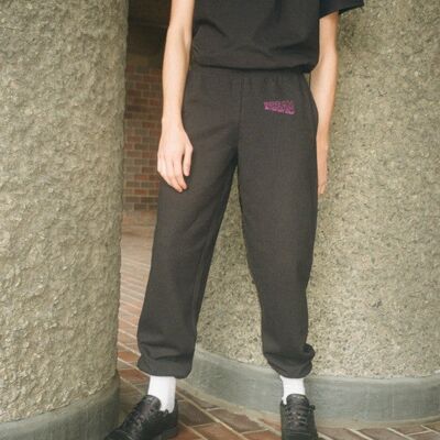 Black Joggers With Violet Dream Embroidery