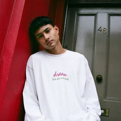 90s Logo Design On White Long Sleeved T-shirt