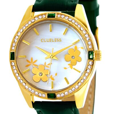 MONTRE-CLASSIC -CUIR vert / DORE|BCL10692-107