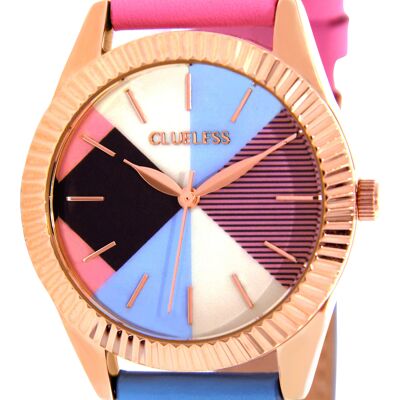 MONTRE-Colorfull -Coffrets Cuir Acier bleu rose  / ROSE DORE|BCL10750-001