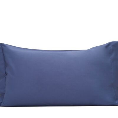 Lot de 2 taies d'oreiller, satin de coton, bleu