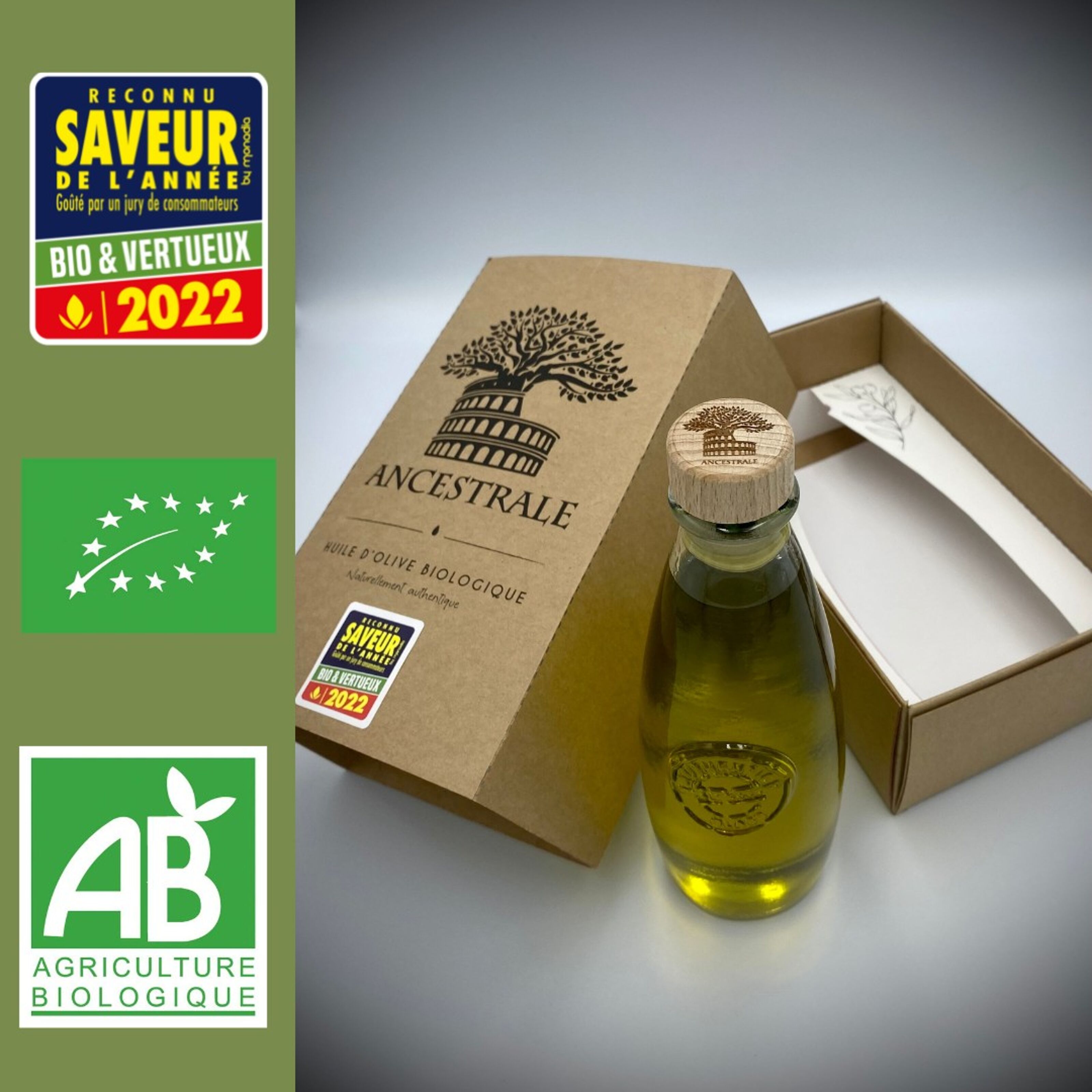 Coffret cadeau 5 huiles d'olive de Méditerranée + huilier - 5x10cL