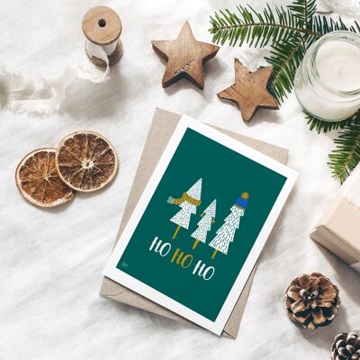 Christmas tree greeting card - Ho ho ho