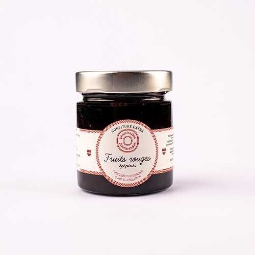 Seeded red fruit jam from France