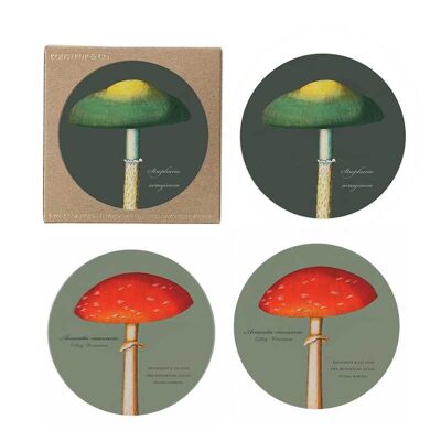 Coasters - Mushrooms - 4-pack - made in Europe