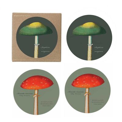 Sous-verres - Champignons - pack de 4 - fabriqués en Europe