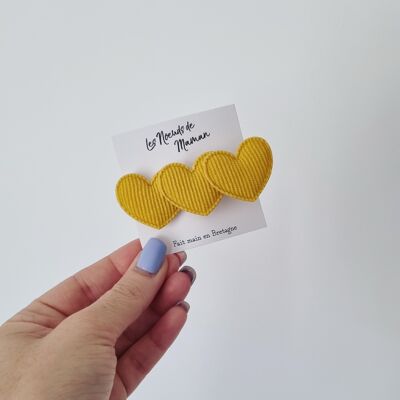 Hair clip Love x3 yellow