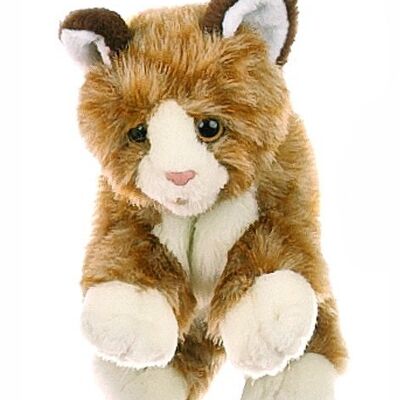 Kleine braune Katze W044 / Handpuppe / Handspieltier