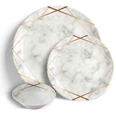 Gold Marble - Juego de cena de 18 piezas - Cerámica Porcelana China