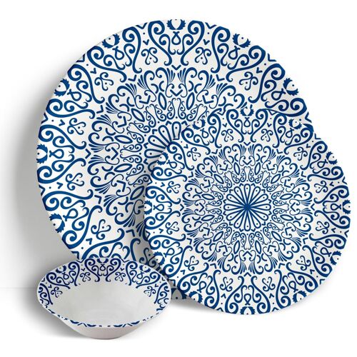 Fez Blue - 18pc Dinner Set - Ceramic Porcelain China