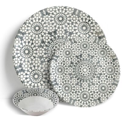 Roma Pebble - Vajilla de 18 piezas - Cerámica Porcelana China