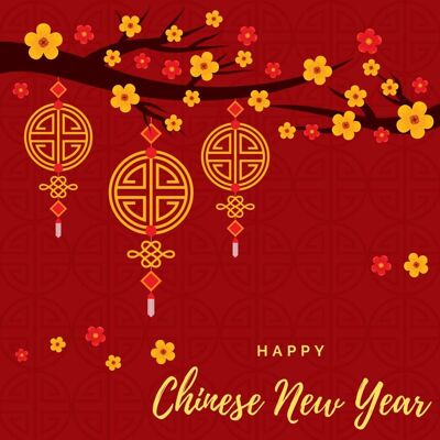 Frohes Chinesisches Neujahr Grußkarten - Blumen