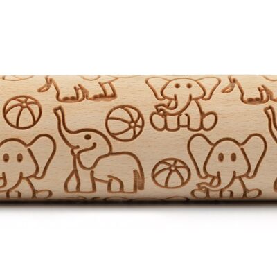 Folkroll Motiv-Teigrolle Elefanten, groß