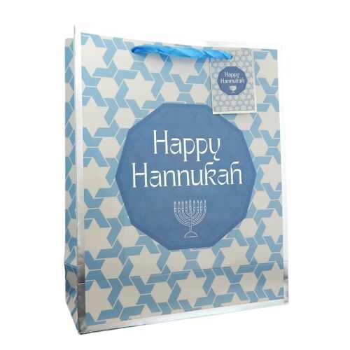 Happy Hanukkah Gift Bag - Blue & Silver