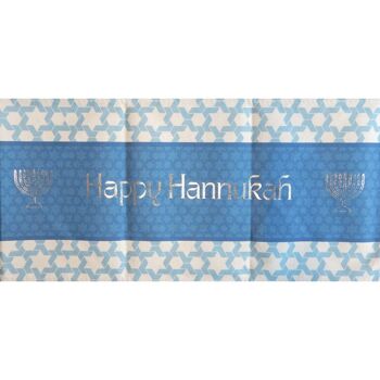 Chemin de Table Happy Hanukkah - Bleu et Blanc 2