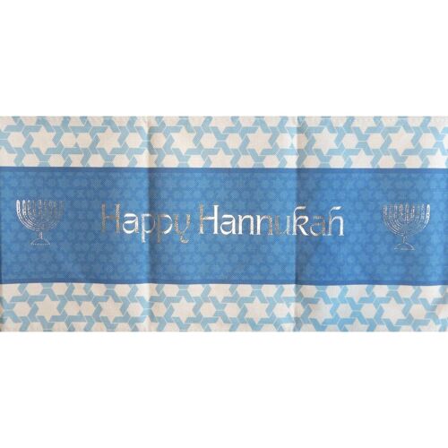 Happy Hanukkah Table Runner - Blue & White