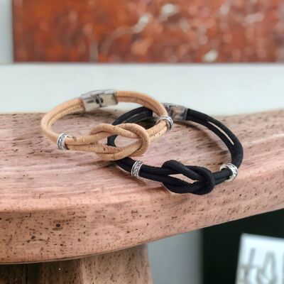 Men's black cork bracelet - Tom - Ethical fashion for men