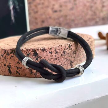 Bracelet homme en liège noir - Tom - Mode éthique pour homme 2