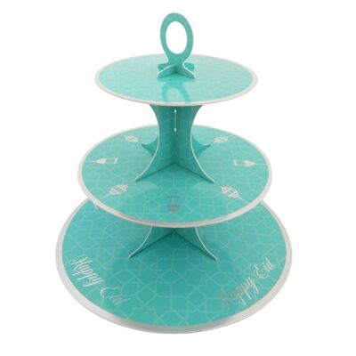 Happy Eid Cupcake Stand - Teal & Iridescent